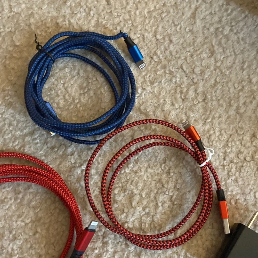 📱NOT TESTED 5pc Lot Bundle -Lightening Braided Charging Cable USB Adapter Apple
